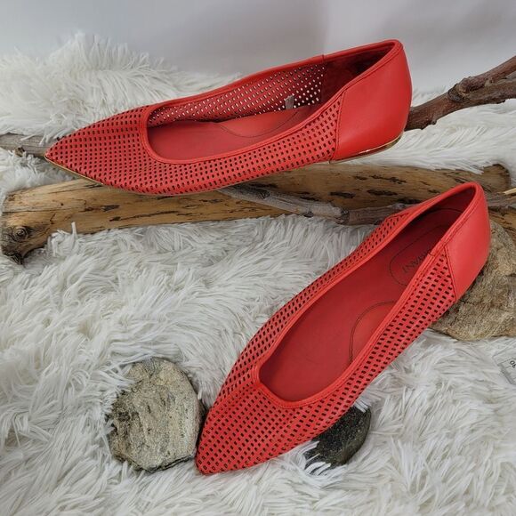 Lane bryant  coral pointy flats faux leather - Picture 1 of 8